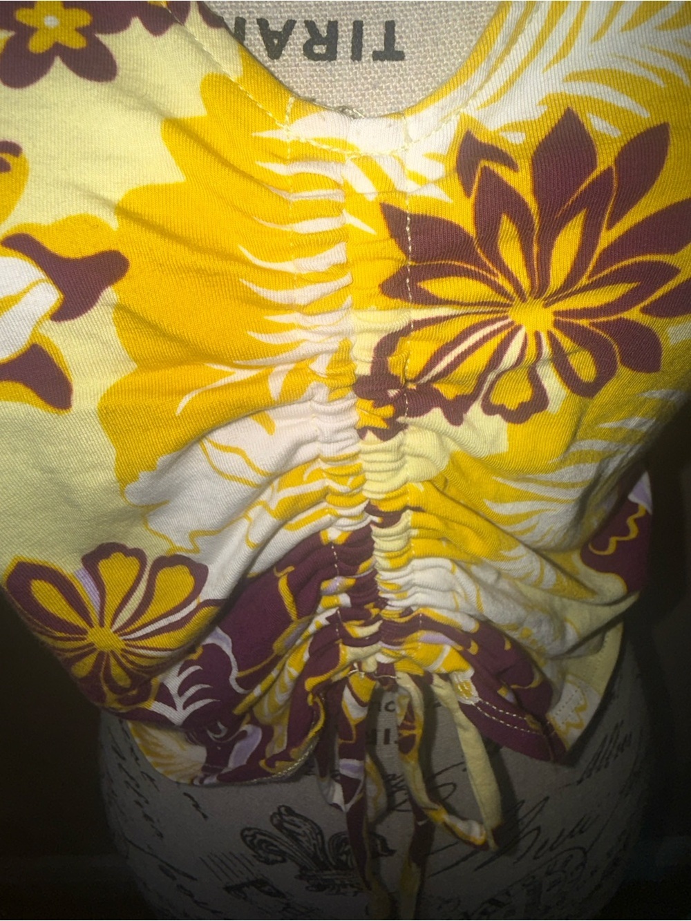 Anthropologie Maeve Cinched Flutter Sleeve Floral Top Yellow Purple Medium Boho - Picture 4 of 13